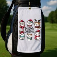 Cute Holiday Cat Lovers Christmas Meowy Christmas Cats Golf Towel thumb 2