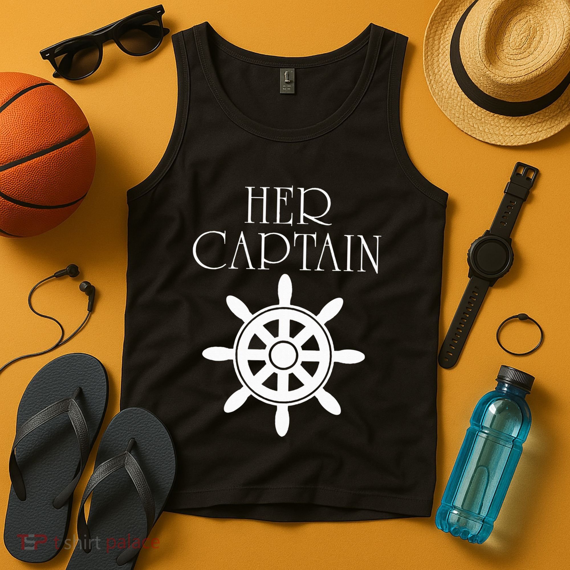 Cruise Her Captain His Anchor Couple Tank Top