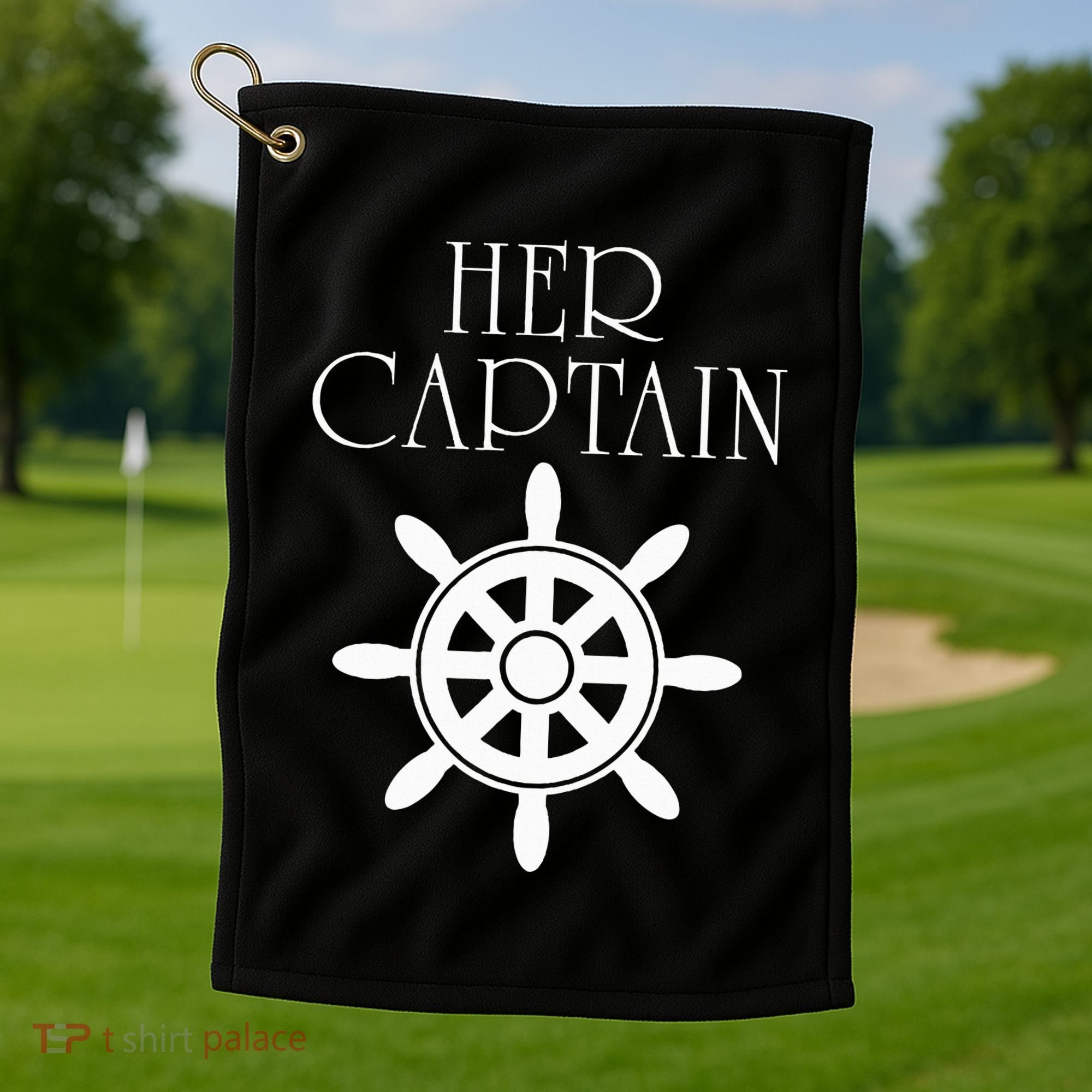 Cruise Her Captain His Anchor Couple Golf Towel