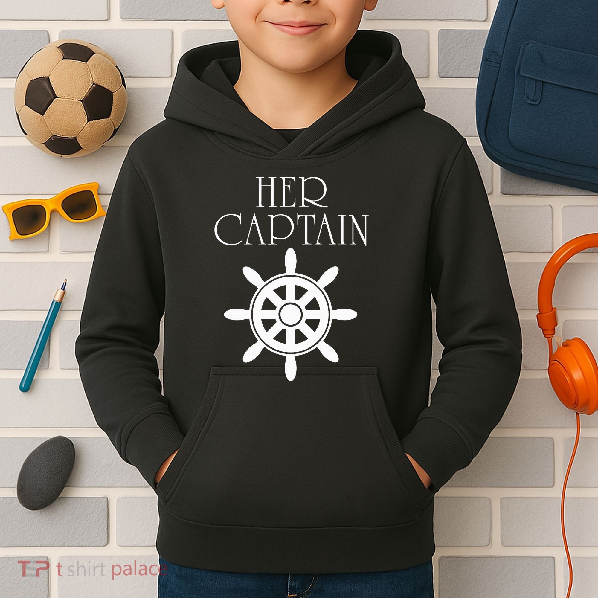 Cruise Her Captain His Anchor Couple Kids Hoodie