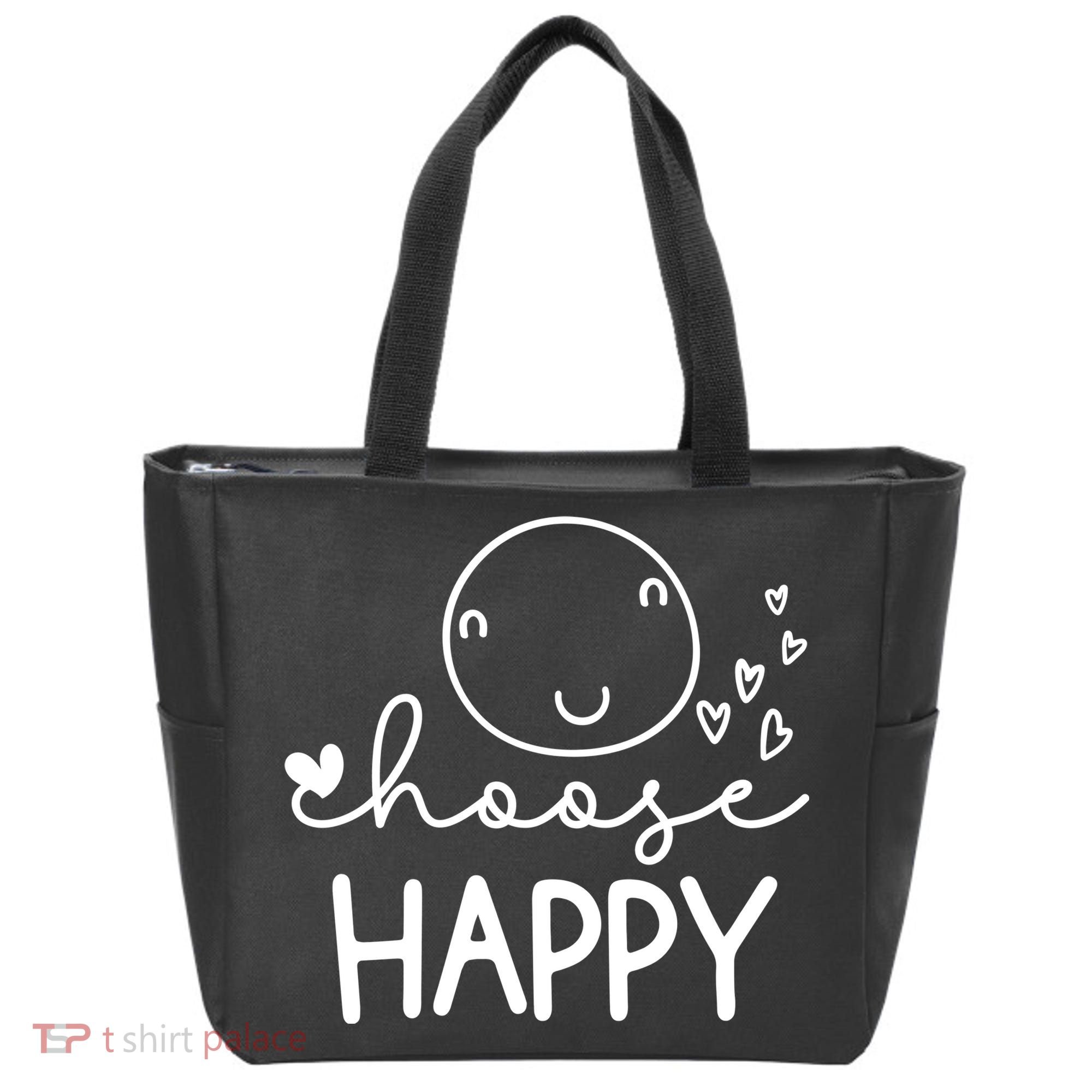 Choose Happy Cute Smile Face Tote Bag