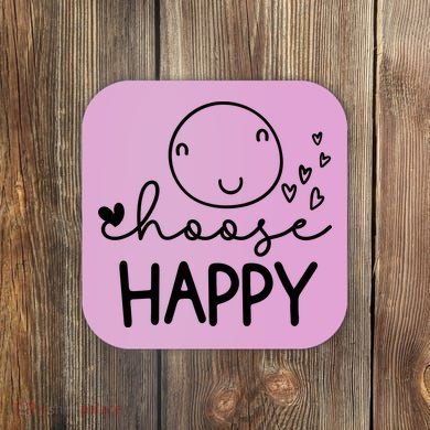 Choose Happy Cute Smile Face Coaster