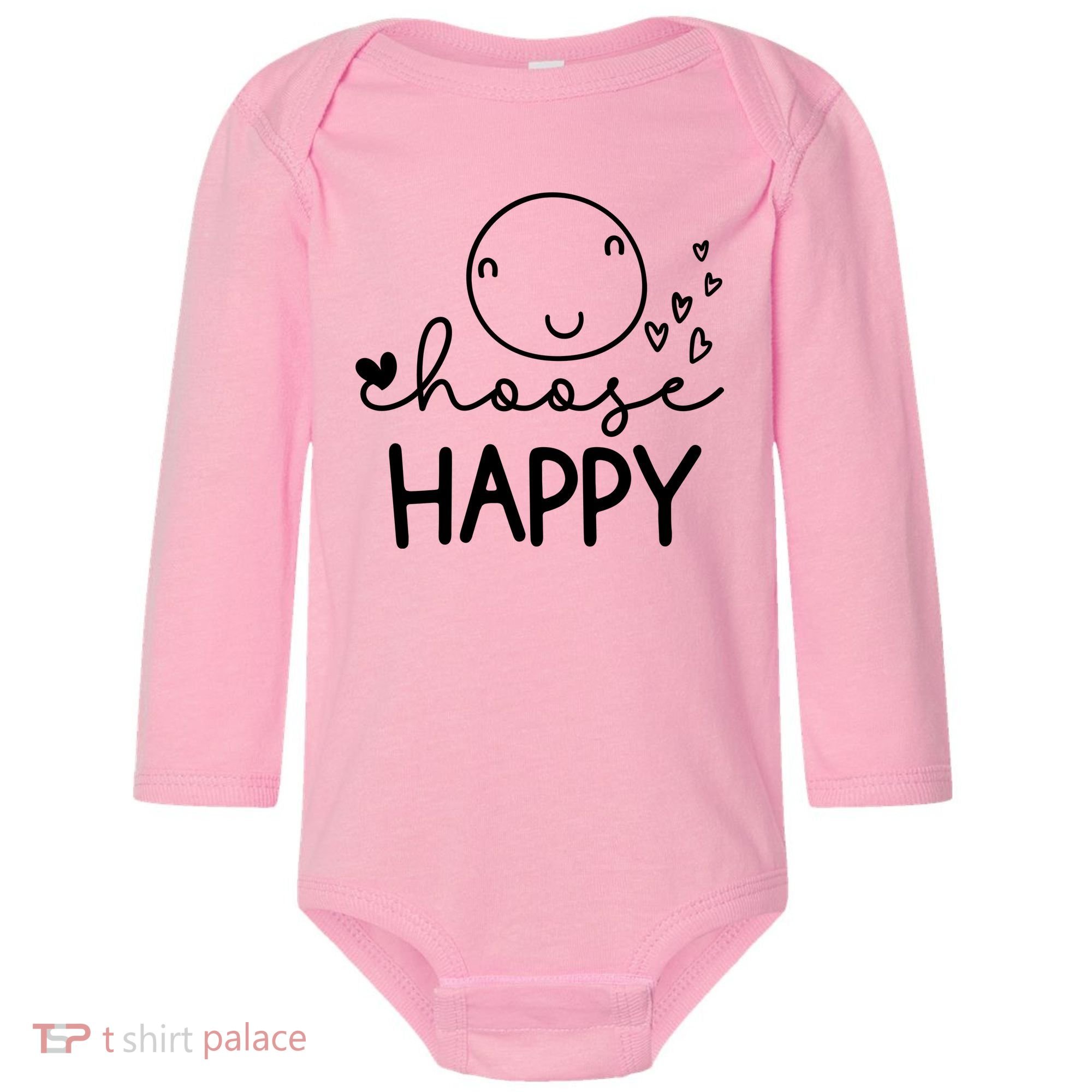 Choose Happy Cute Smile Face Baby Long Sleeve Bodysuit
