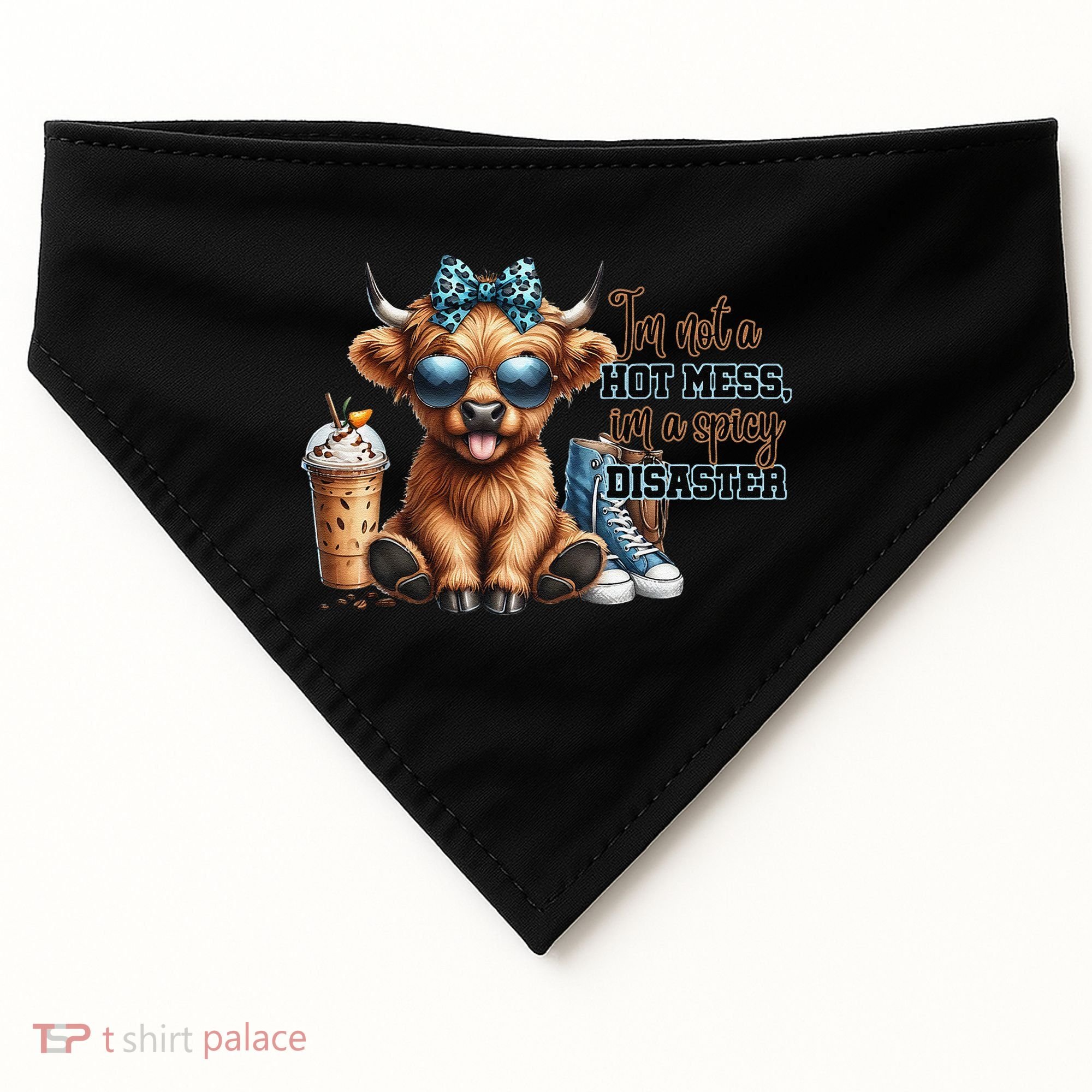 Cute Highland Cow IM Not A Hot Mess Im A Spicy Disaster USA-Made Doggie Bandana