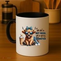 Cute Highland Cow IM Not A Hot Mess Im A Spicy Disaster Coffee Mug thumb 4