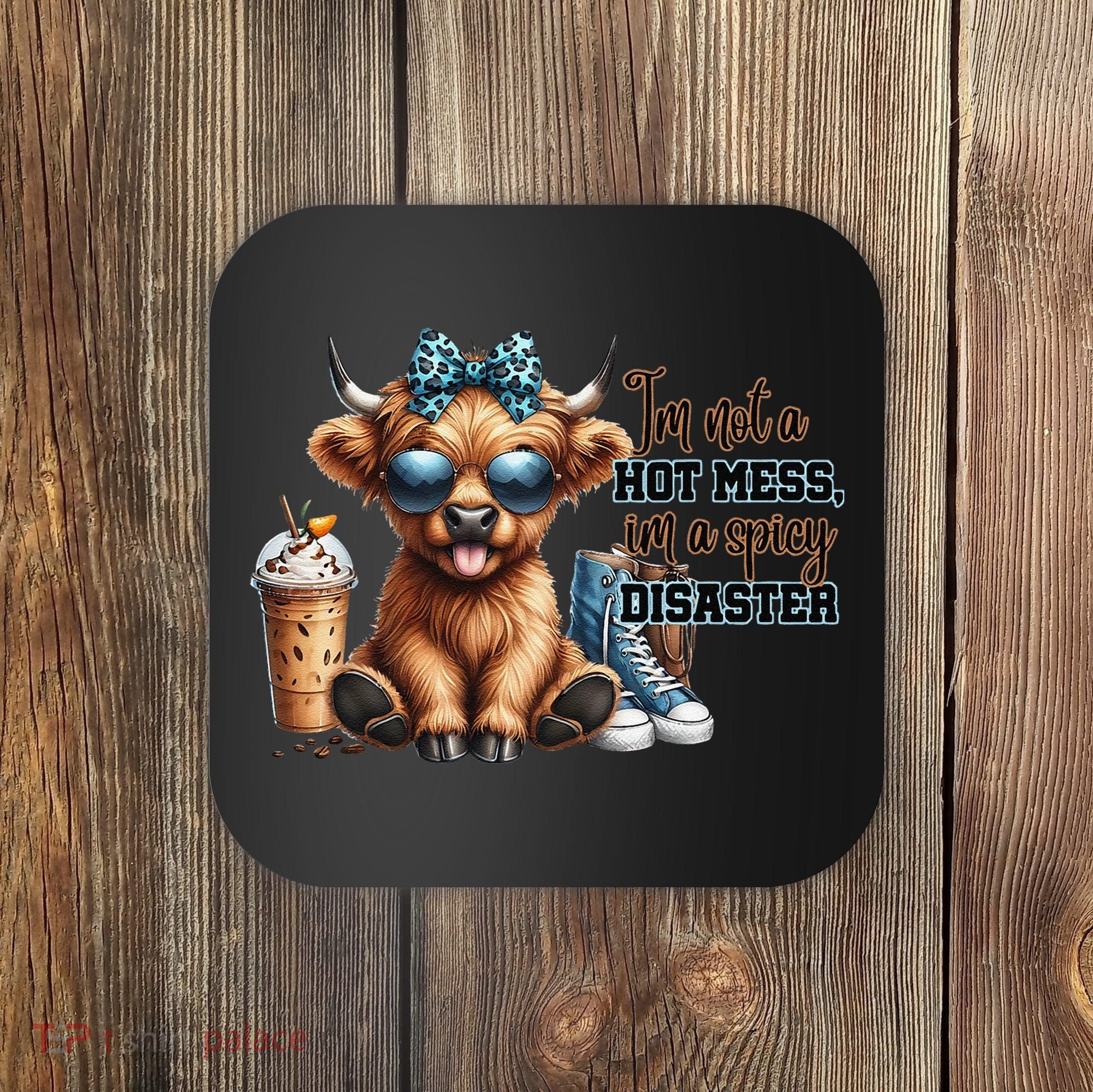 Cute Highland Cow IM Not A Hot Mess Im A Spicy Disaster Coaster