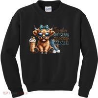 Cute Highland Cow IM Not A Hot Mess Im A Spicy Disaster Kids Sweatshirt thumb 0
