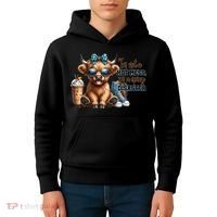 Cute Highland Cow IM Not A Hot Mess Im A Spicy Disaster Kids Hoodie thumb 4