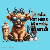 Cute Highland Cow IM Not A Hot Mess Im A Spicy Disaster Kids T-Shirt thumb 4