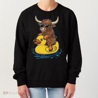Cute Highland Cow Duck Pool Float Summer Vibes Swimming Women's Sweatshirt thumb 0