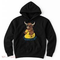 Cute Highland Cow Duck Pool Float Summer Vibes Swimming Hoodie thumb 0