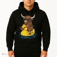 Cute Highland Cow Duck Pool Float Summer Vibes Swimming Hoodie thumb 2