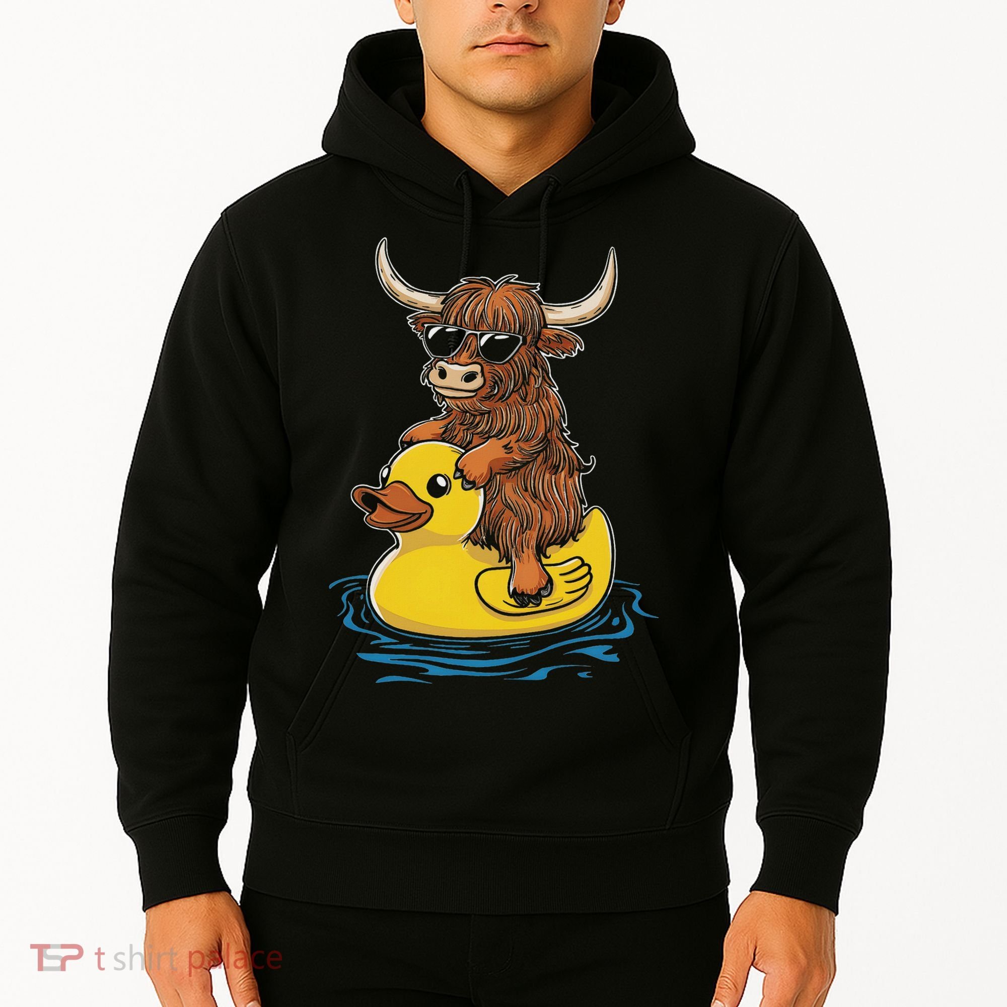 Cute Highland Cow Duck Pool Float Summer Vibes Swimming Hoodie