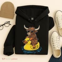 Cute Highland Cow Duck Pool Float Summer Vibes Swimming Hoodie thumb 4
