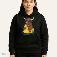 Cute Highland Cow Duck Pool Float Summer Vibes Swimming Hoodie thumb 5