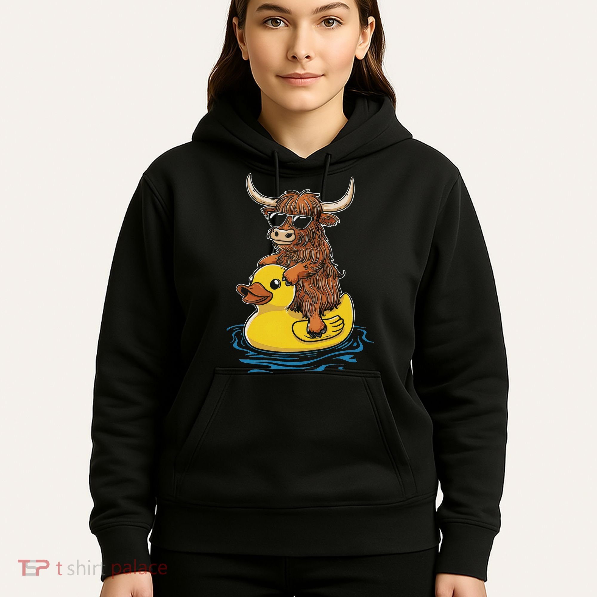 Cute Highland Cow Duck Pool Float Summer Vibes Swimming Hoodie
