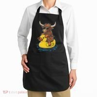 Cute Highland Cow Duck Pool Float Summer Vibes Swimming Apron thumb 2