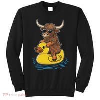 Cute Highland Cow Duck Pool Float Summer Vibes Swimming Sweatshirt thumb 0