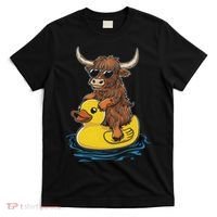 Cute Highland Cow Duck Pool Float Summer Vibes Swimming T-Shirt thumb 0