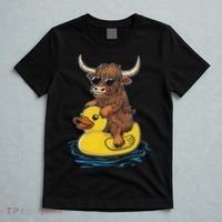 Cute Highland Cow Duck Pool Float Summer Vibes Swimming T-Shirt thumb 5