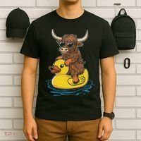 Cute Highland Cow Duck Pool Float Summer Vibes Swimming T-Shirt thumb 6