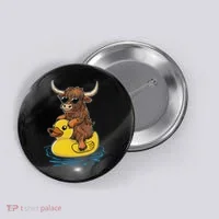Cute Highland Cow Duck Pool Float Summer Vibes Swimming Button thumb 0