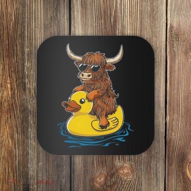Cute Highland Cow Duck Pool Float Summer Vibes Swimming Coaster