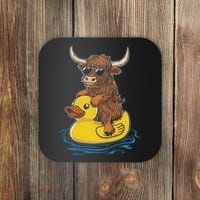 Cute Highland Cow Duck Pool Float Summer Vibes Swimming Coaster thumb 0