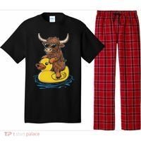 Cute Highland Cow Duck Pool Float Summer Vibes Swimming Pajama Set thumb 0