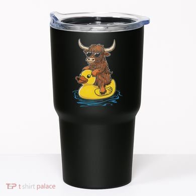 Cute Highland Cow Duck Pool Float Summer Vibes Swimming Tumbler