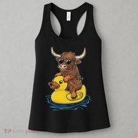 Cute Highland Cow Duck Pool Float Summer Vibes Swimming Women's Tank Top thumb 3