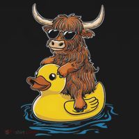Cute Highland Cow Duck Pool Float Summer Vibes Swimming Baby Bodysuit thumb 2