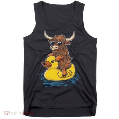 Cute Highland Cow Duck Pool Float Summer Vibes Swimming Tank Top