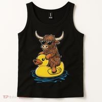 Cute Highland Cow Duck Pool Float Summer Vibes Swimming Tank Top thumb 2