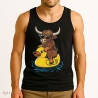 Cute Highland Cow Duck Pool Float Summer Vibes Swimming Tank Top thumb 3