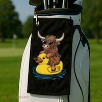 Cute Highland Cow Duck Pool Float Summer Vibes Swimming Golf Towel thumb 2