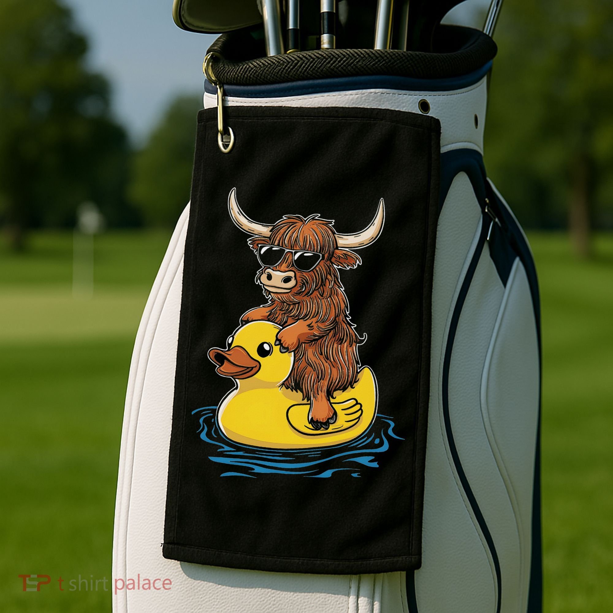 Cute Highland Cow Duck Pool Float Summer Vibes Swimming Golf Towel