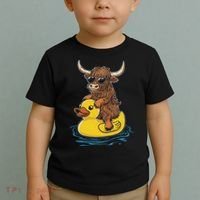 Cute Highland Cow Duck Pool Float Summer Vibes Swimming Toddler T-Shirt thumb 2