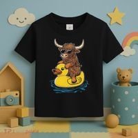 Cute Highland Cow Duck Pool Float Summer Vibes Swimming Toddler T-Shirt thumb 3