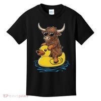 Cute Highland Cow Duck Pool Float Summer Vibes Swimming Kids T-Shirt thumb 0