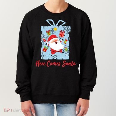 Christmas Here Comes Santa Gift Box Women's Sweatshirt