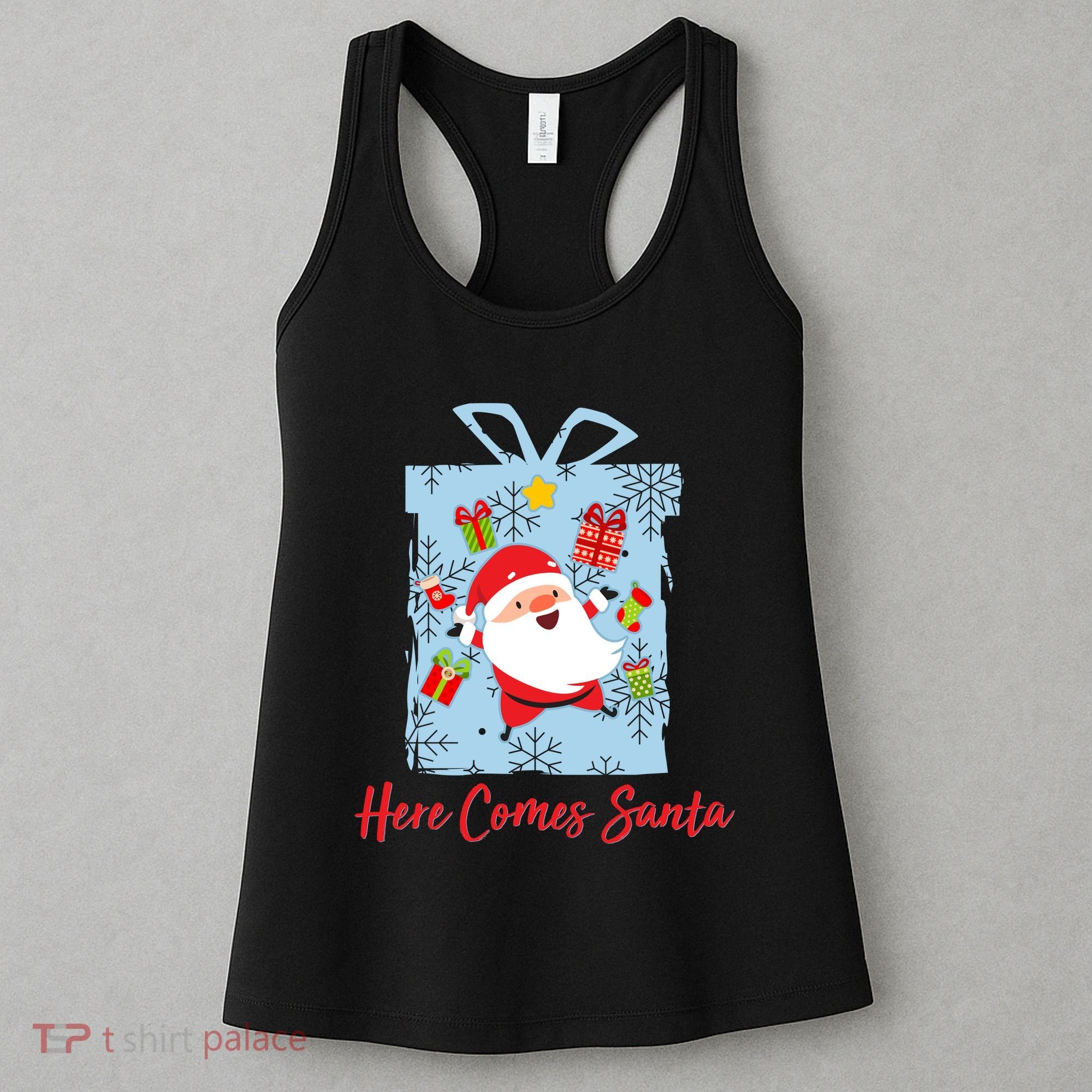 Christmas Here Comes Santa Gift Box Women's Tank Top