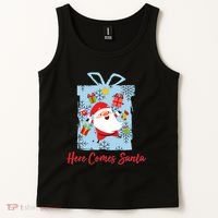 Christmas Here Comes Santa Gift Box Tank Top thumb 2