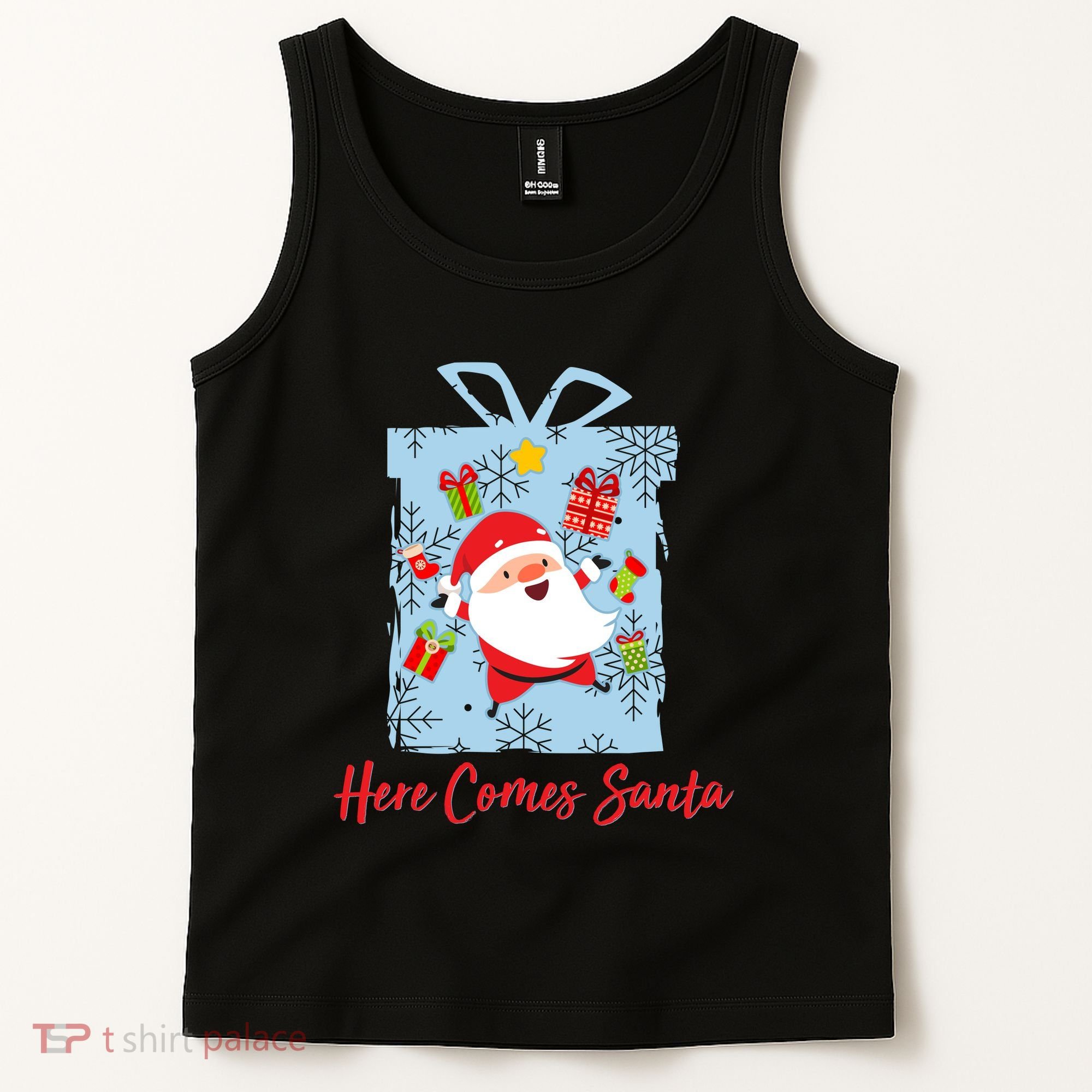 Christmas Here Comes Santa Gift Box Tank Top