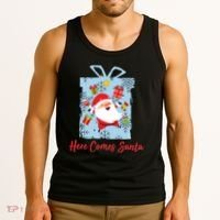 Christmas Here Comes Santa Gift Box Tank Top thumb 3
