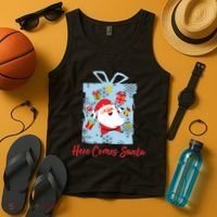 Christmas Here Comes Santa Gift Box Tank Top thumb 4