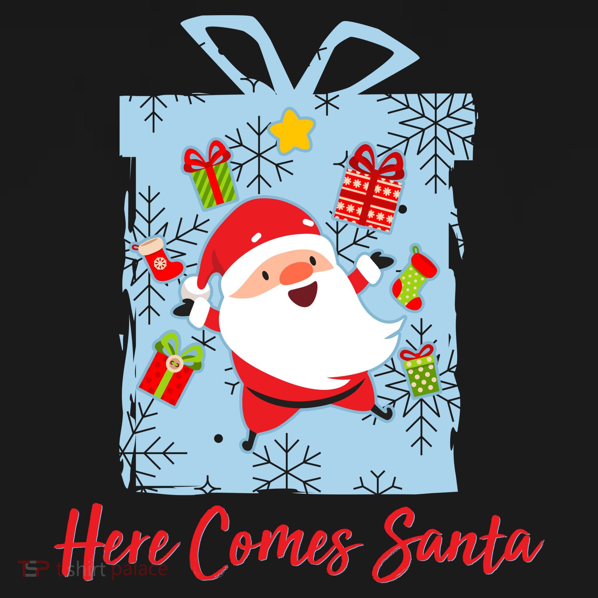 Christmas Here Comes Santa Gift Box Tank Top