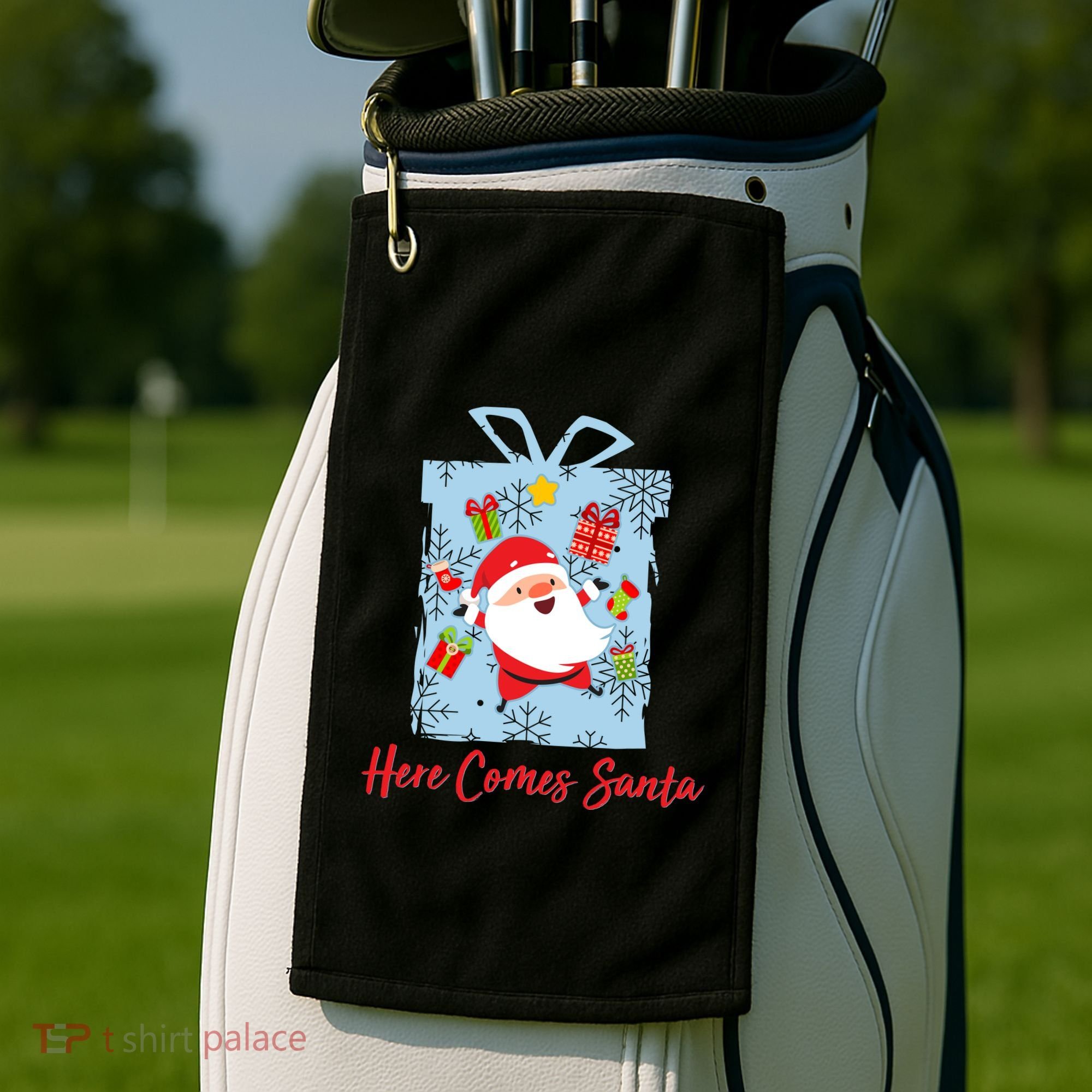 Christmas Here Comes Santa Gift Box Golf Towel