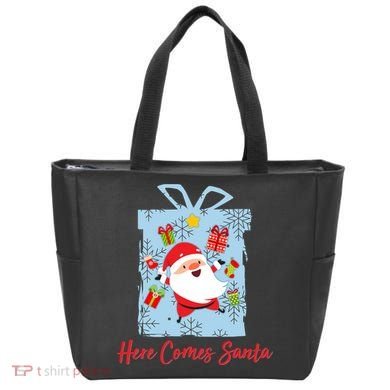 Christmas Here Comes Santa Gift Box Tote Bag