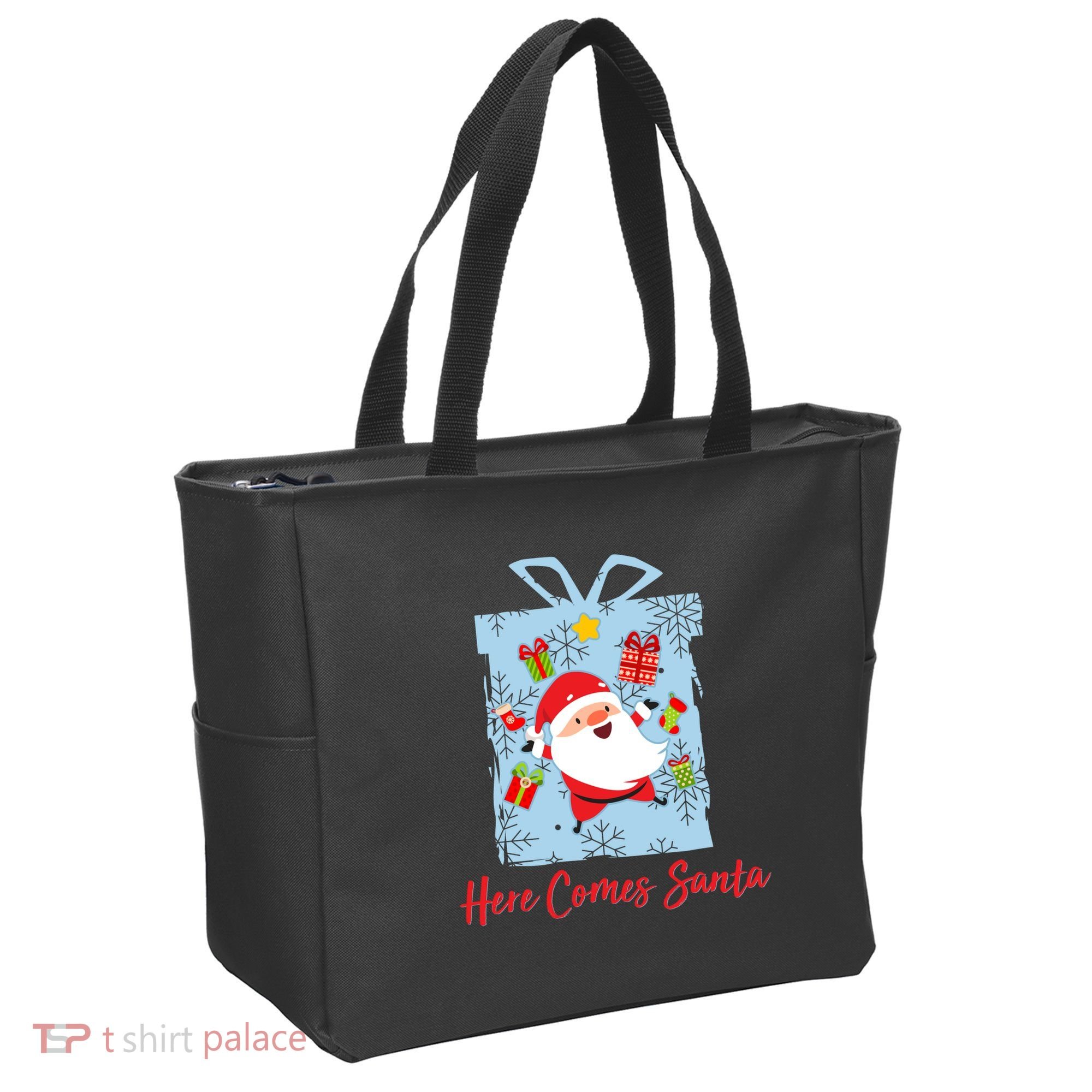 Christmas Here Comes Santa Gift Box Tote Bag